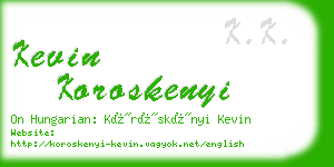 kevin koroskenyi business card